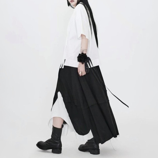 Layered contrast hem skirt C1238