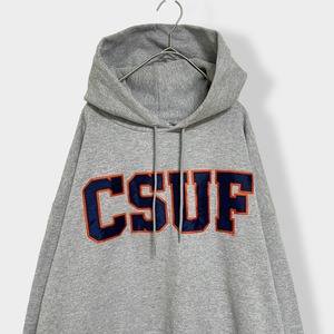 【champion】カレッジ カリフォルニア州立大学 CSUF 刺繍 パーカー フーディー スウェット プルオーバー 2XL ビッグシルエット チャンピオン US古着