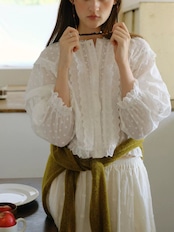 Fleurette Embroidery Lace Puff Sleeve Blouse F0840