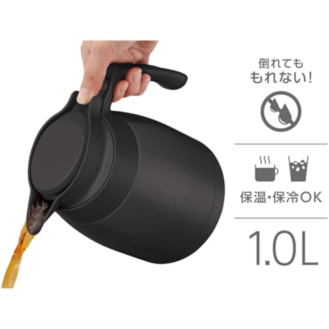 【食洗機対応モデル】 サーモス ステンレスポット 1.0L ダークグレー 保温ポット 卓上ポット 保温保冷 広口設計 TTG-1000 DGY