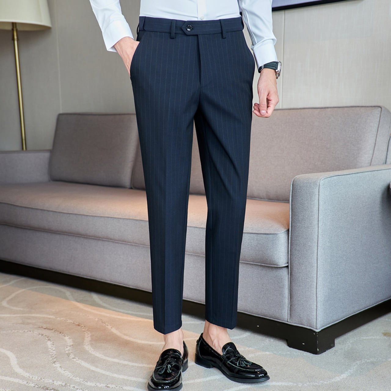 ストライプ スリムフィット パンツ 3色 11423