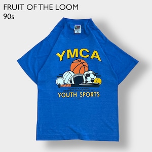 【FRUIT OF THE LOOM】90s メキシコ製 YMCA アーチロゴ スポーツプリントTシャツ シングルステッチ OLD ビンテージ S US古着