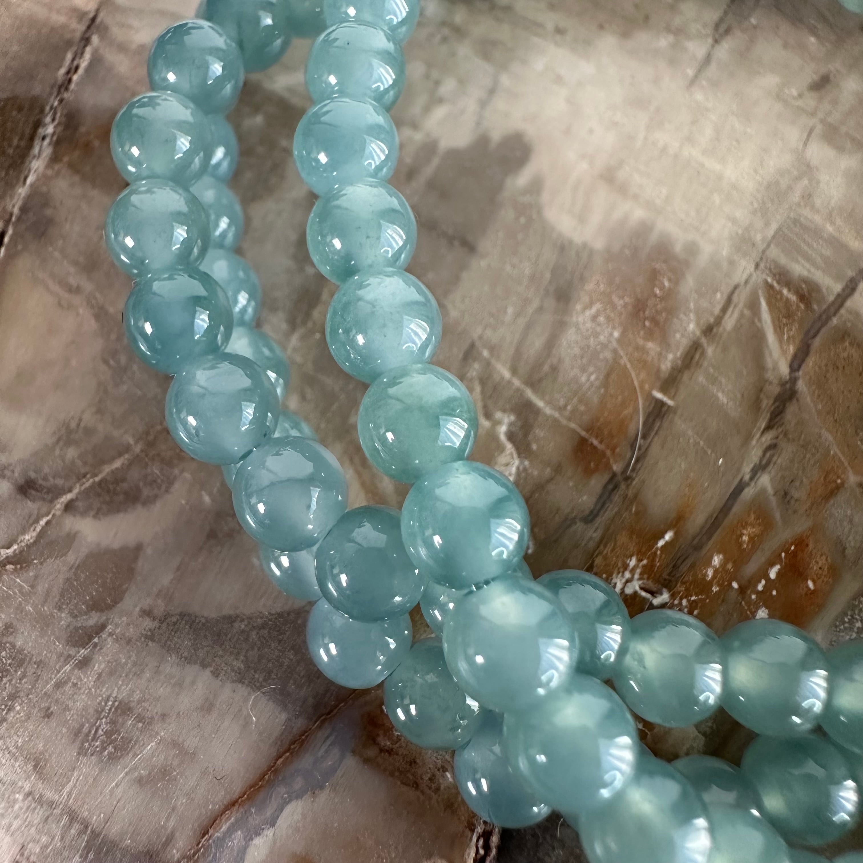 プレミアム】ミャンマー産3連青翡翠ブレスレット880 | 円と縁 オラクル