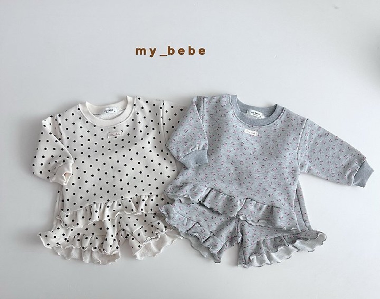 韓国子供服 / Mybebe / ソフトジュリーフリルセット / セットアップ *XS~XL*