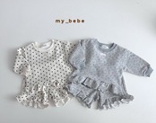 韓国子供服 / Mybebe / ソフトジュリーフリルセット / セットアップ *XS~XL*
