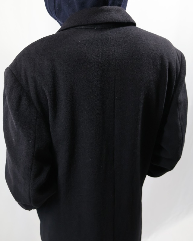 peaked lapel double breasted long coat