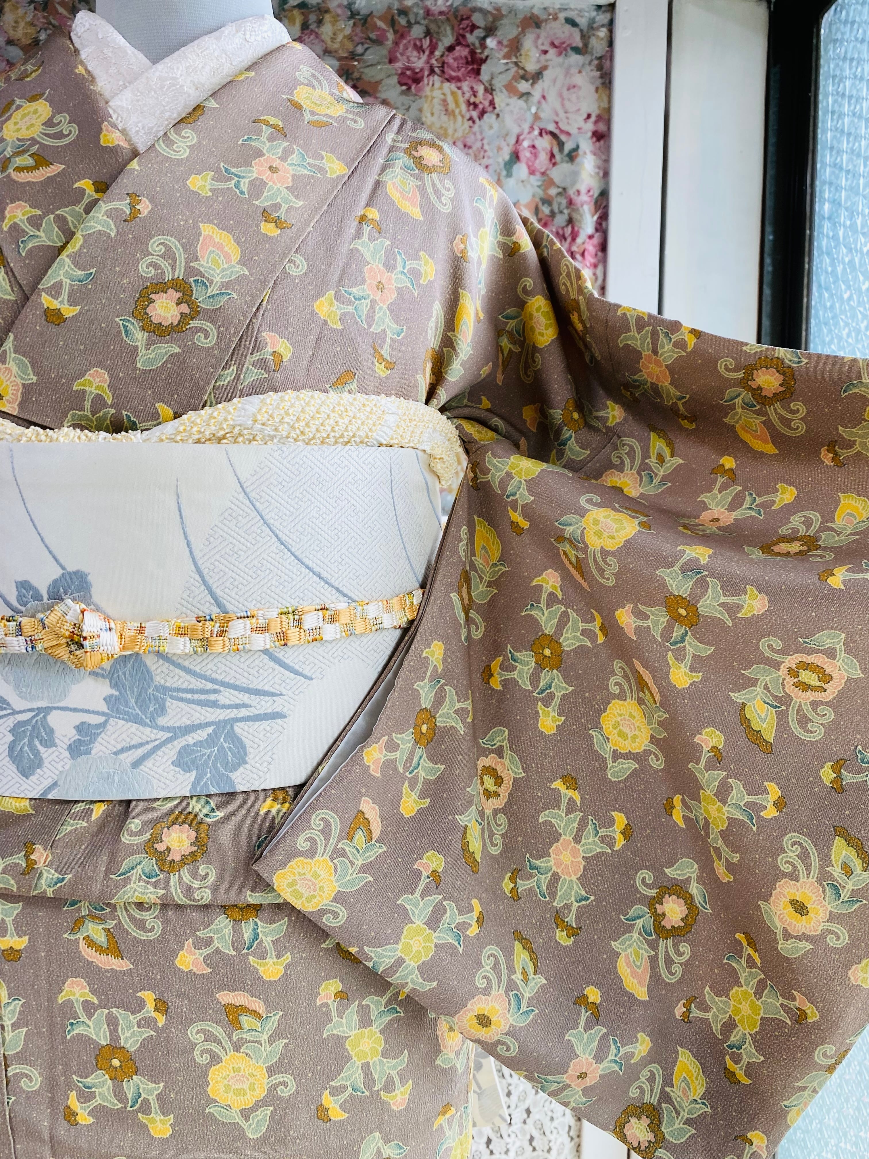 花唐草 縮緬小紋 正絹