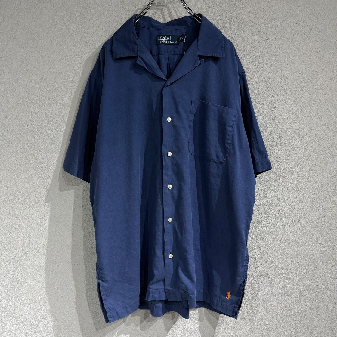 90s~ Polo by Ralph Lauren linen × cotton open collar shirt | PAY ID