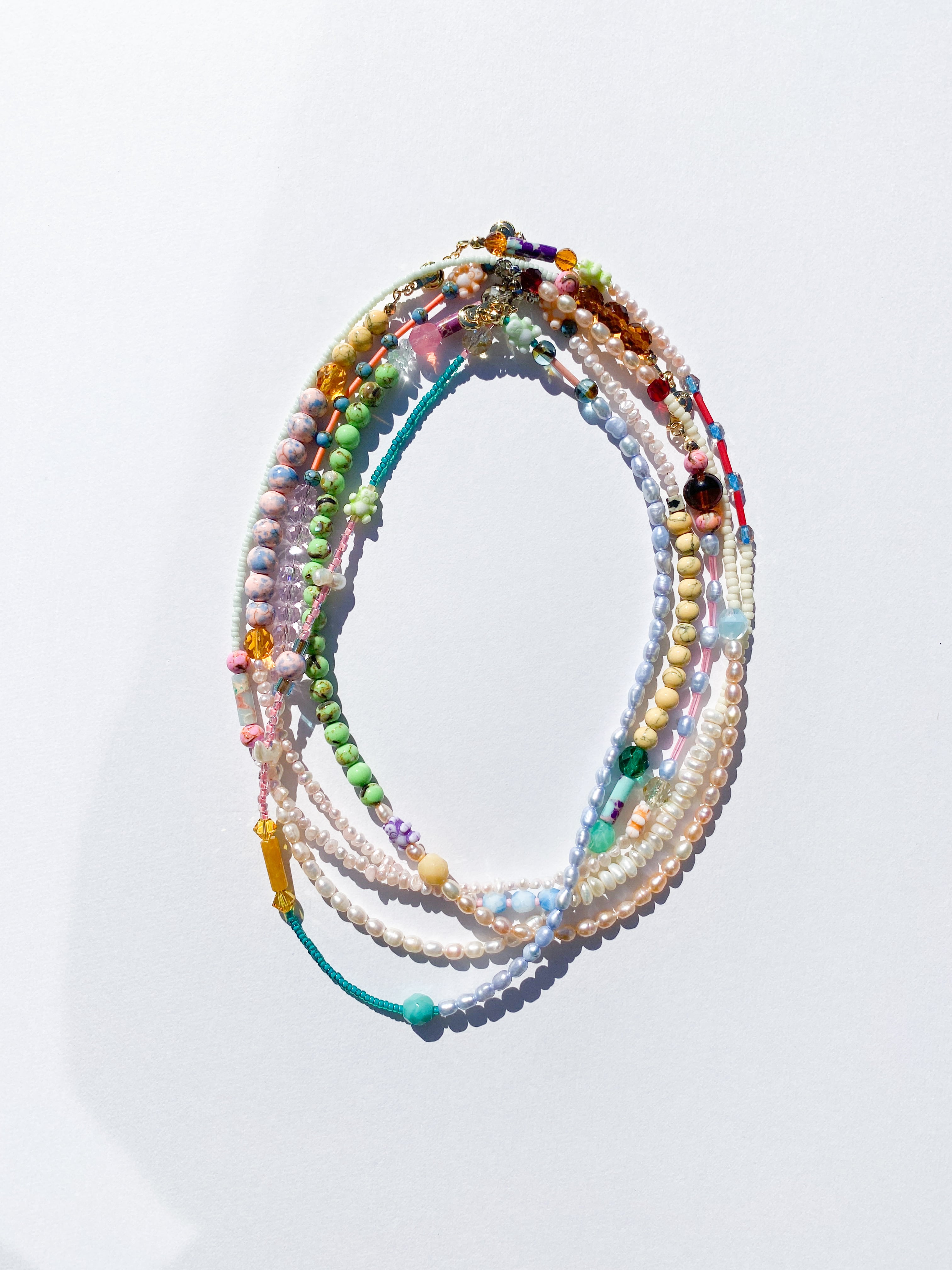 淡水パールとビーズのネックレス