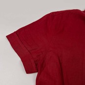 90s ARMANI JEANS アルマーニ ジーンズ 半袖 リネン ワンピース 40 /レッド/イタリア製/麻100%/ビンテージ