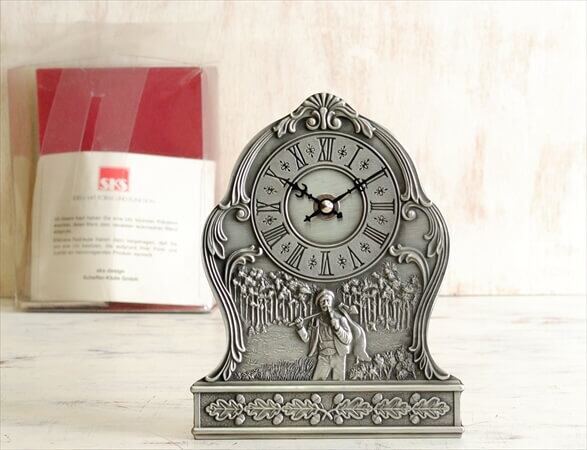 ドイツ製 SKS 錫 ピューターフレーム置き時計 デスク時計 アンティーク