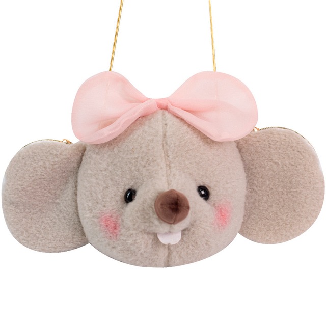 ハムスター ポシェット ぬいぐるみ バック ショルダー クロスボディ バッグ ブルー ピンク おもちゃ かわいい 子供 女の子 小銭入れ ギフト リボン コットン チェーンバッグ Coloring Life