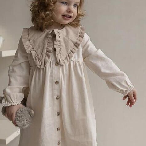 【BABY&KID】プリンセス風フレア無地ワンピース