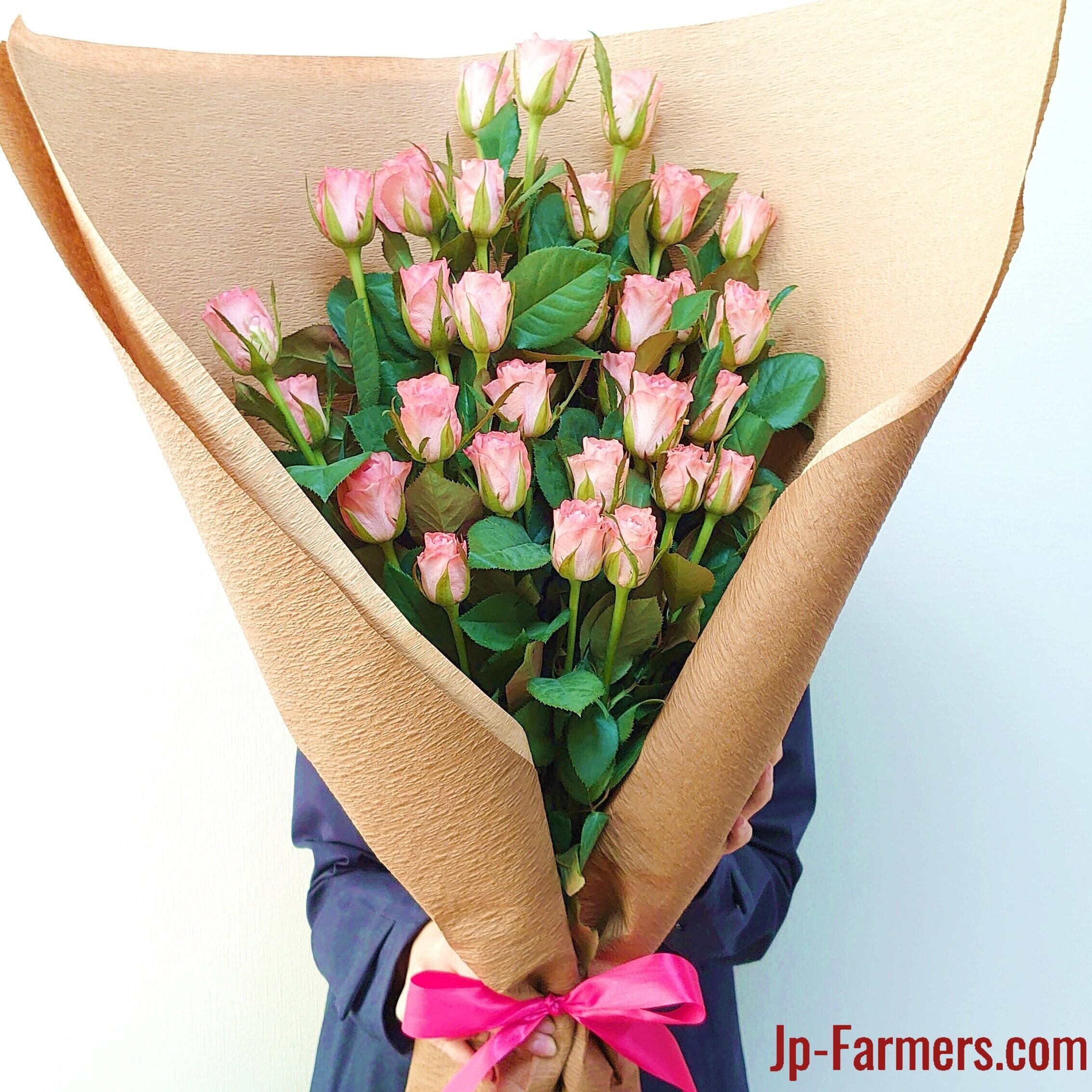 国産 ピンクバラ お任せ花束ラッピングあり 30本 | 新鮮お花問屋 Jp