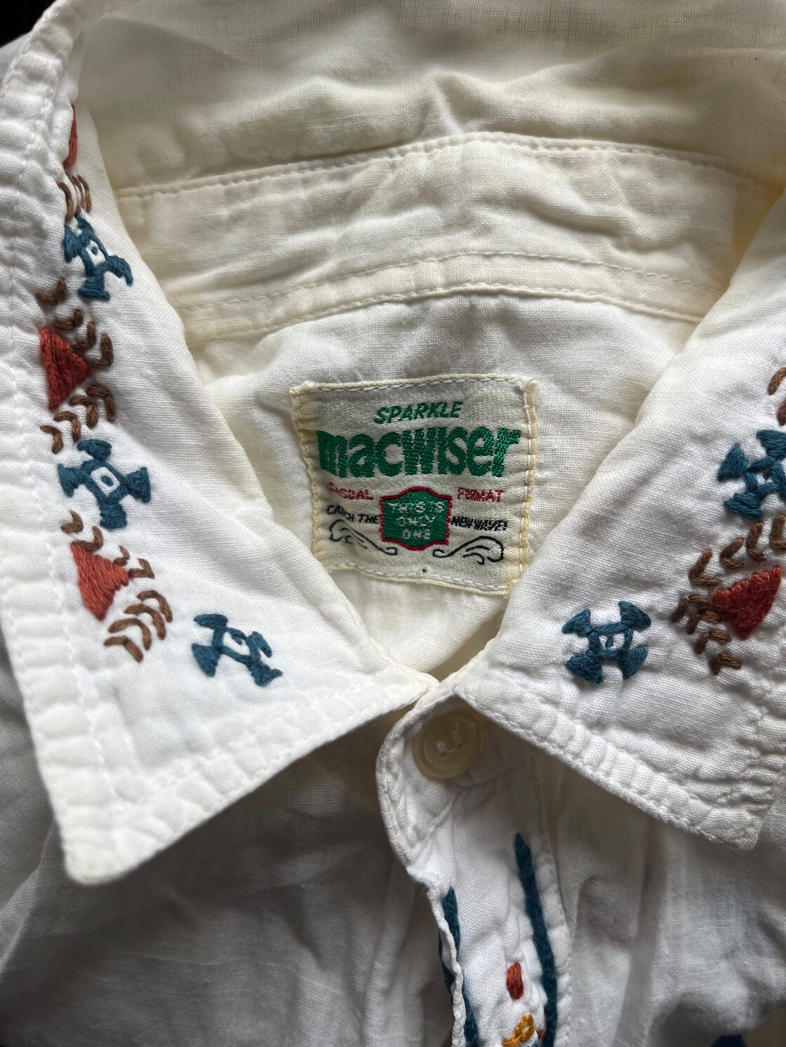 古着 ヴィンテージ レトロ 総柄シャツ 刺繍シャツ used ビンテージ 