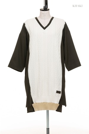 cable knit combination dress