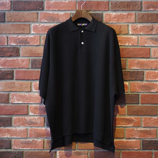 is-ness (イズネス) "KNITTED BIG POLO" -BLACK-