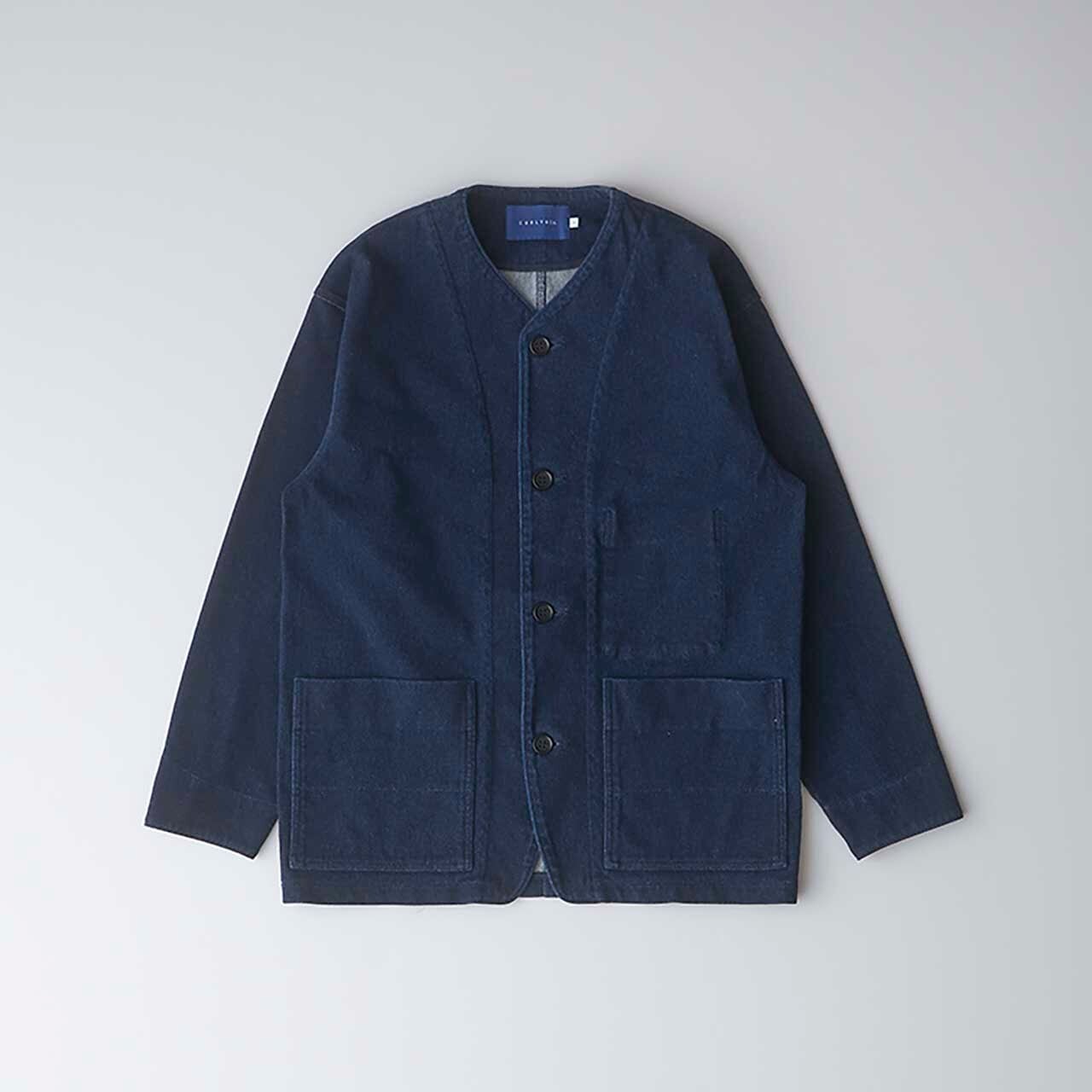 CURLY&Co./KNIT DENIM COVERALL JACKET -INDIGO-