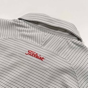Titleist タイトリスト ゴルフ ボーダー柄 ハーフジップ 半袖 ドライ ポロシャツ サイズ LL /ホワイト×グレー/メンズ