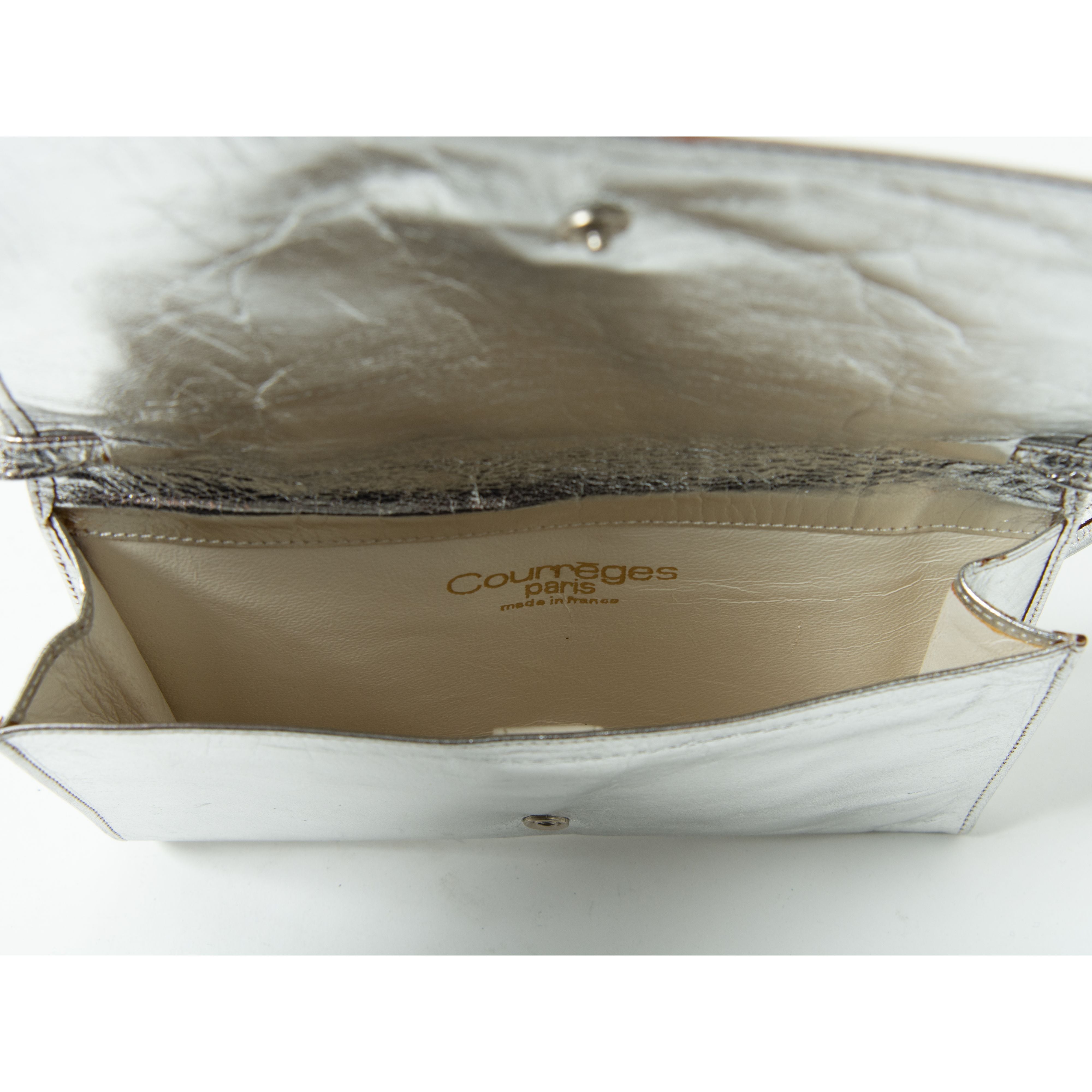 【Courreges paris】Made in France metallic leather mini bag（クレージュ フランス製 メタリック ミニハンドバッグ ）10b
