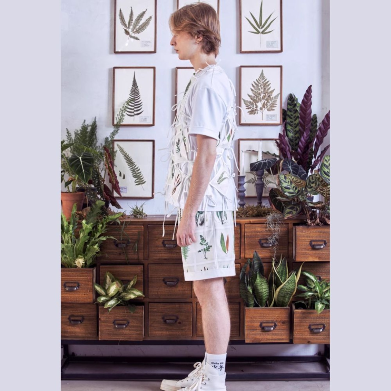 植物図鑑のタペストリーとTシャツ【メンズ】　E00253
