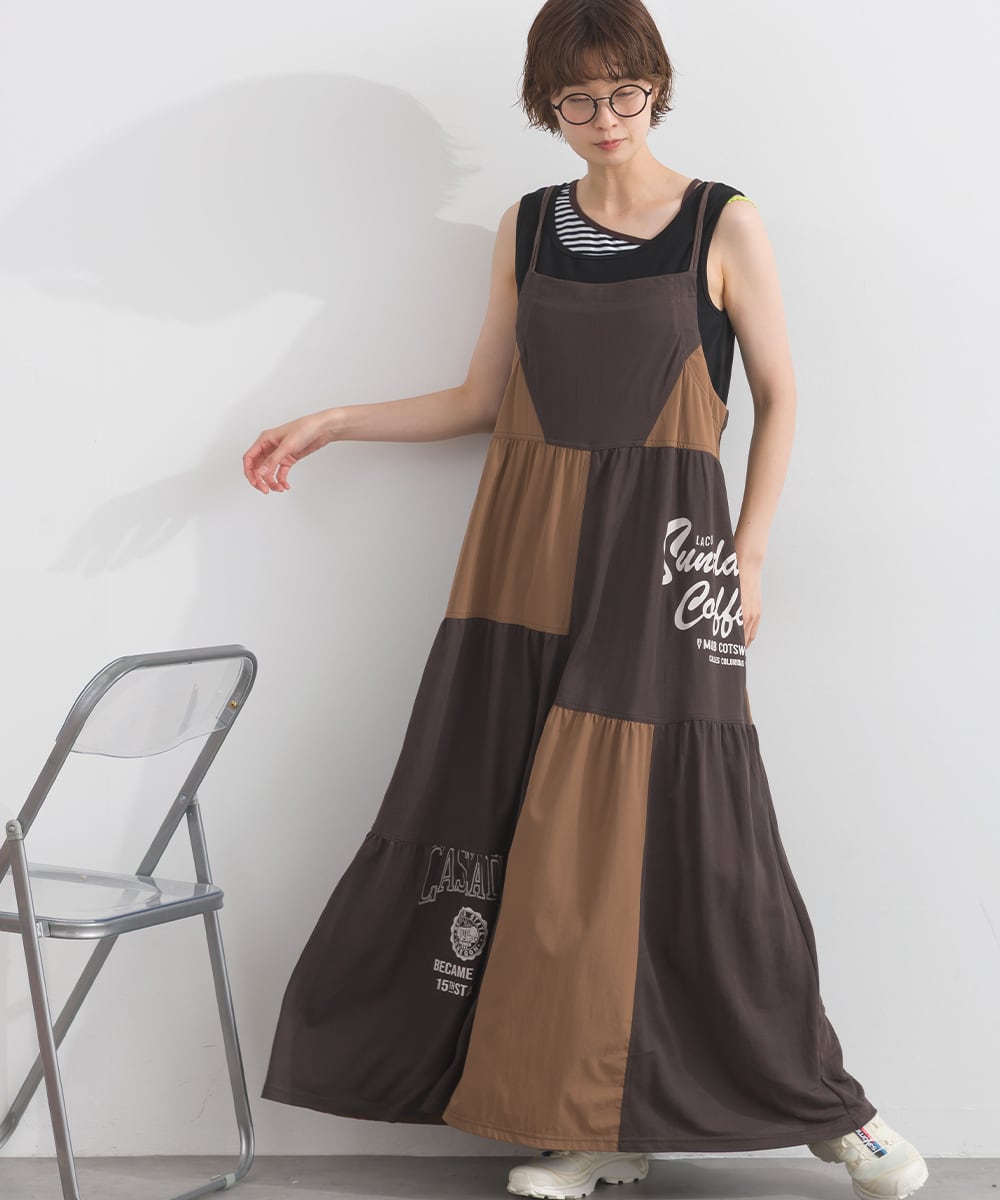 J262036 【接触冷感シリーズ】 リメイク風切替キャミワンピース / Cool