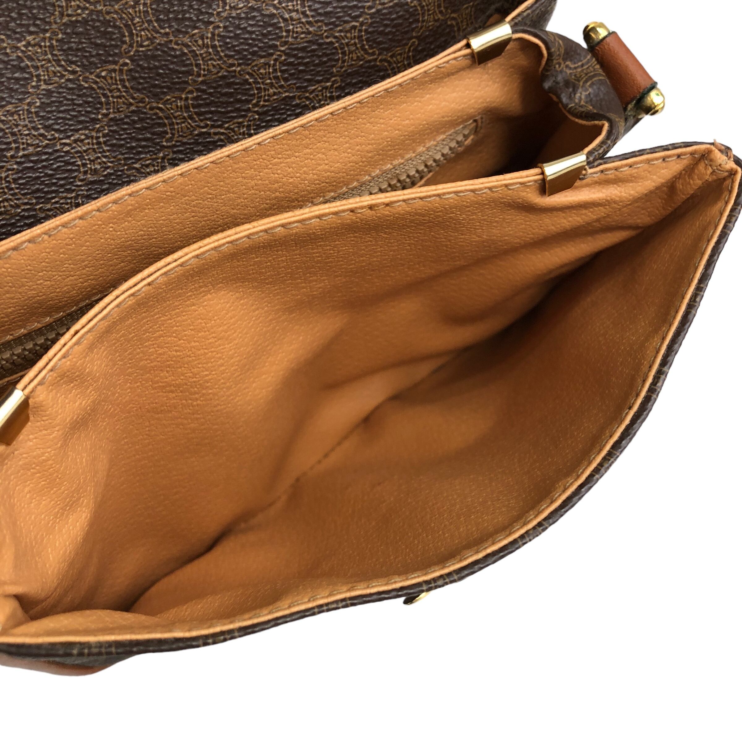 最高級✨セリーヌ ハンドバッグ マカダム トリオンフ レザー 茶色 CELINE / セリーヌ マカダム柄 トリオンフ ミニボストンバッグ（PVC