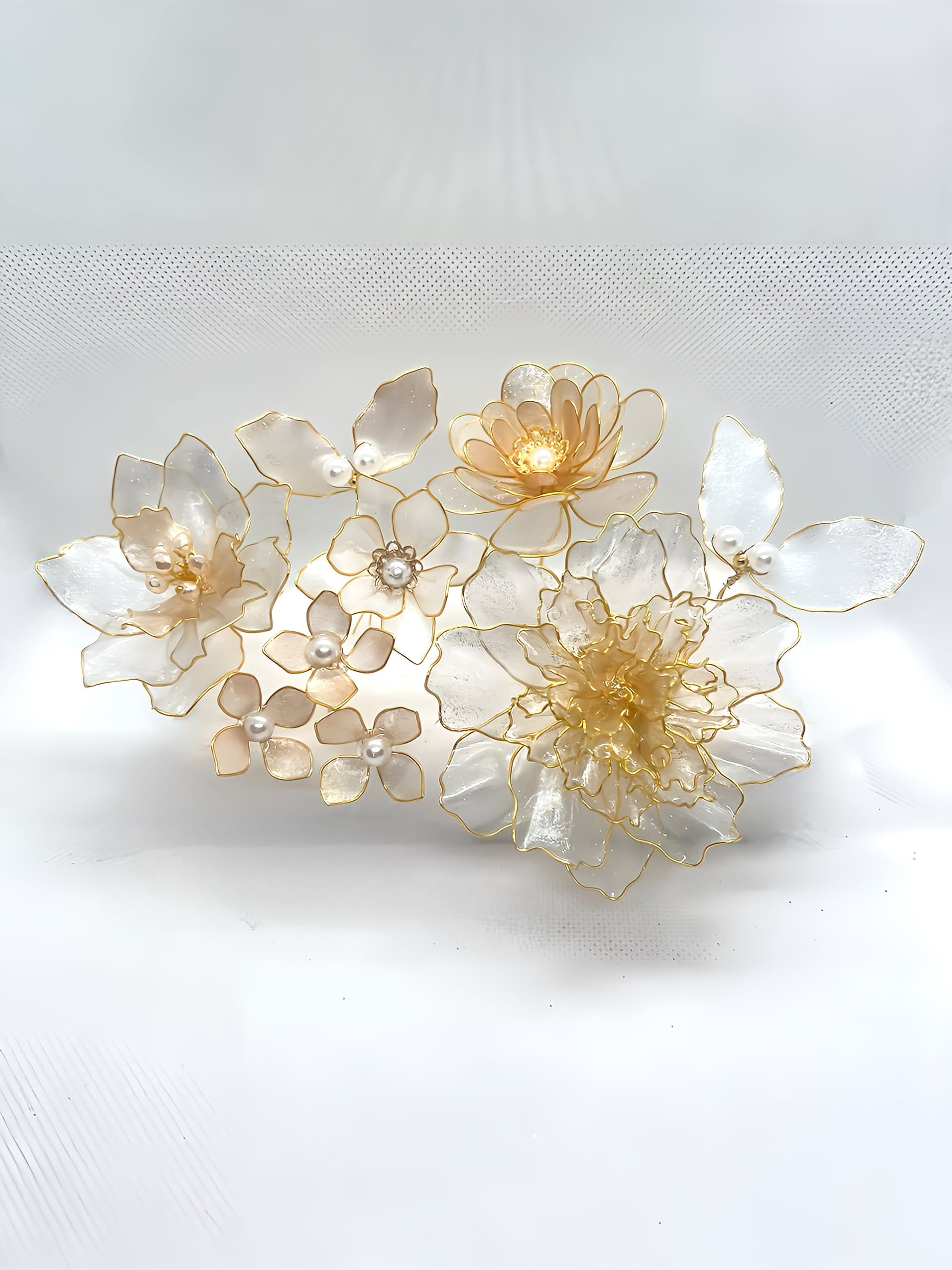 1450円本物花 イエローホワイト 髪飾り 卒業 入学 ブライダル ウェディング 芍薬 と 牡丹 の 髪飾り ☆ 成人式 ウェディング 卒業式 ☆ アメリカン