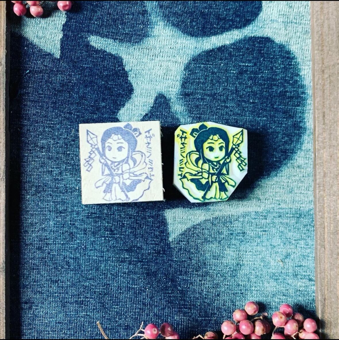 はんこ ハンコ かわいい イラスト キャラクター 神さま　神様 消しゴムはんこ スタンプ 御朱印 デフォルメキャラ イザナミノミコト 伊邪那美命