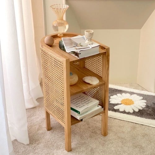 kane storage closet 2colors / ラタン 2段 収納 シェルフ 棚 サイド