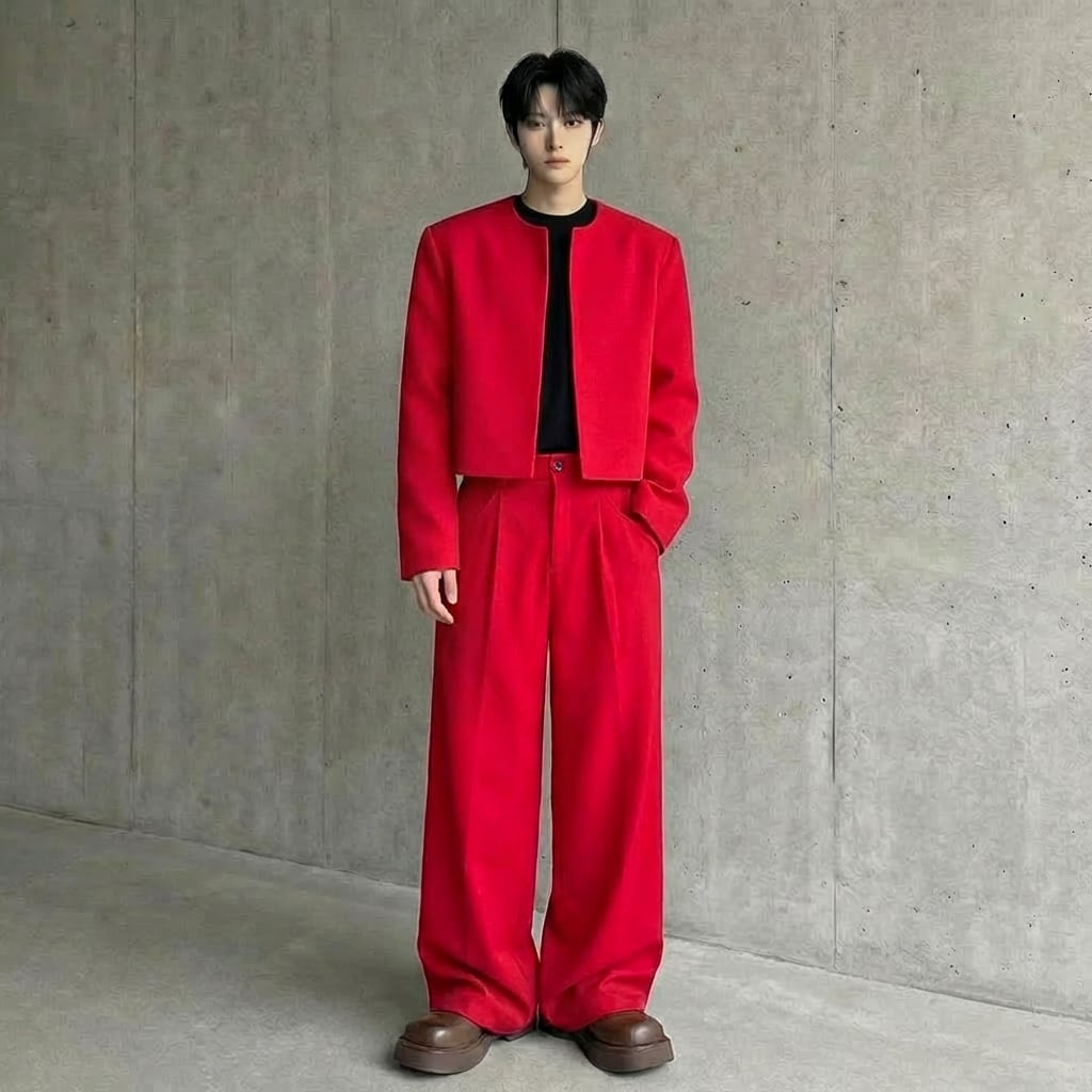 モードスタイル ノーカラーデザインスーツセットアップ D12242