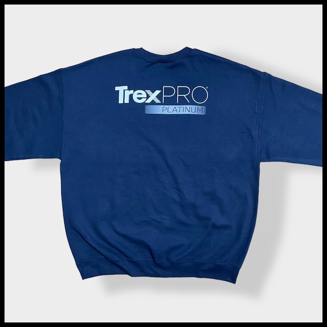 【USA古着】企業系 企業ロゴ Trex PRO ロゴ バックプリント スウェット トレーナー ビッグシルエット ネイビー 古着