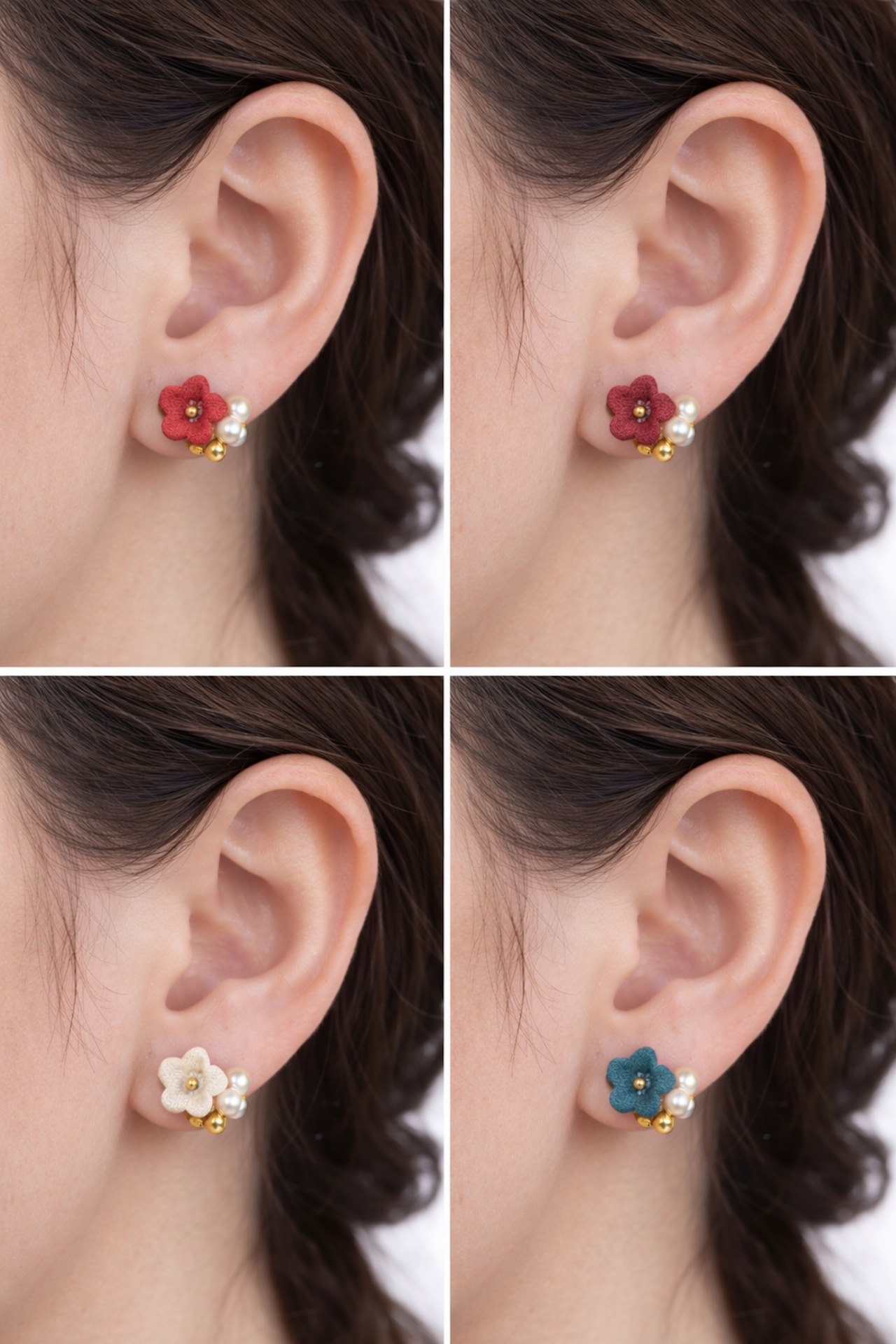 【各色1点】立命館守山高校コラボ【信楽焼】小花日和 陶器 ピアス イヤリング 伝統工芸 スタッド 小さめ