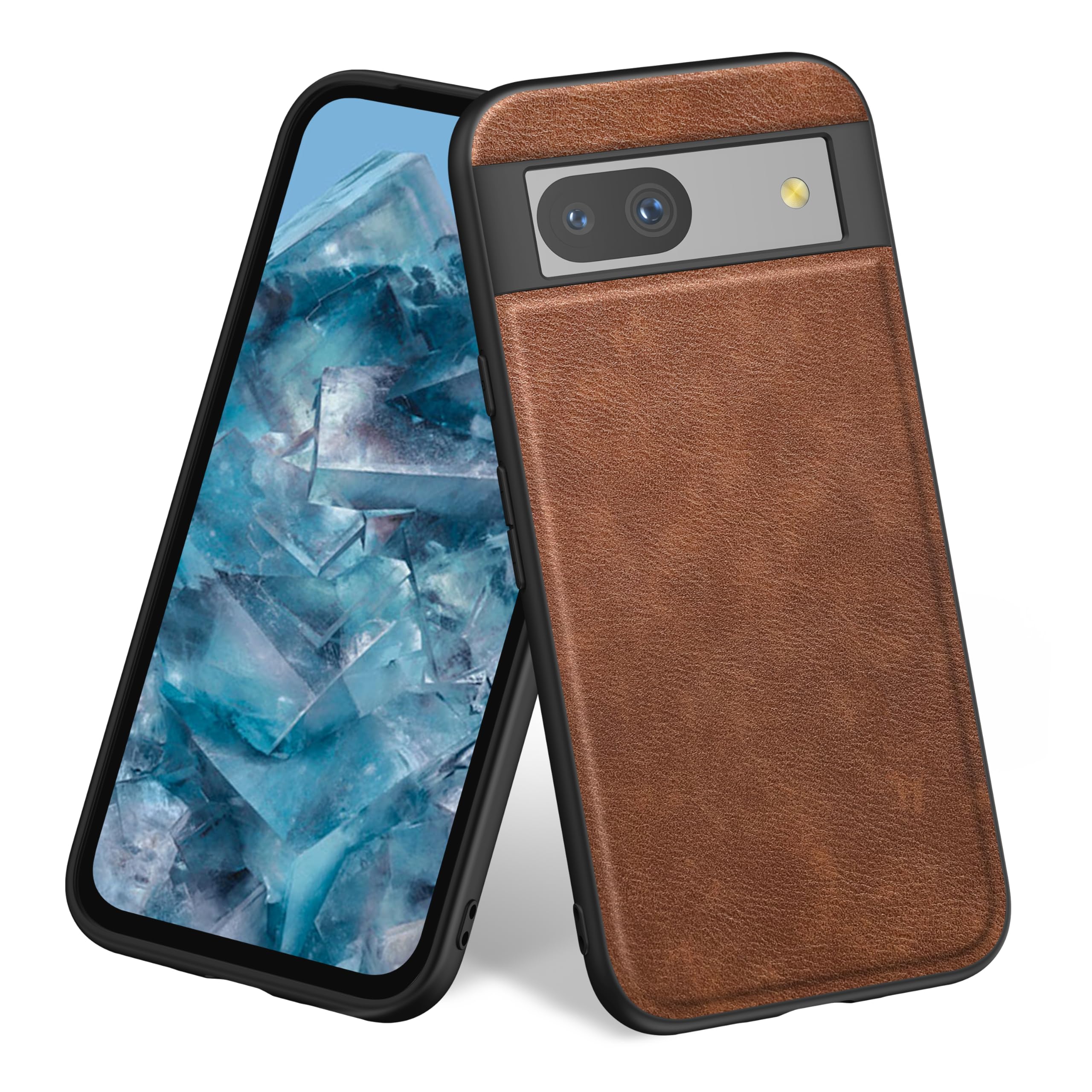 Google Pixel 8a専用ケースカバー 超薄型 超軽量 Google Pixel 8A保護カバー Google Pixel 8a保護スマホカバー Google Pixel 8a上質PUレザーカバー Google Pixel 8a対応スマートフォンケースカバー 両用タッチペン付き (ブラウン, Google Pixel 8a)