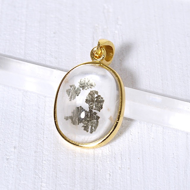 【一点物】パイライトインクォーツK18GPペンダントトップNo.3