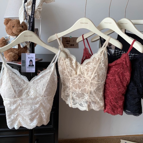 4色／カップ付きレースショートキャミ ・73411