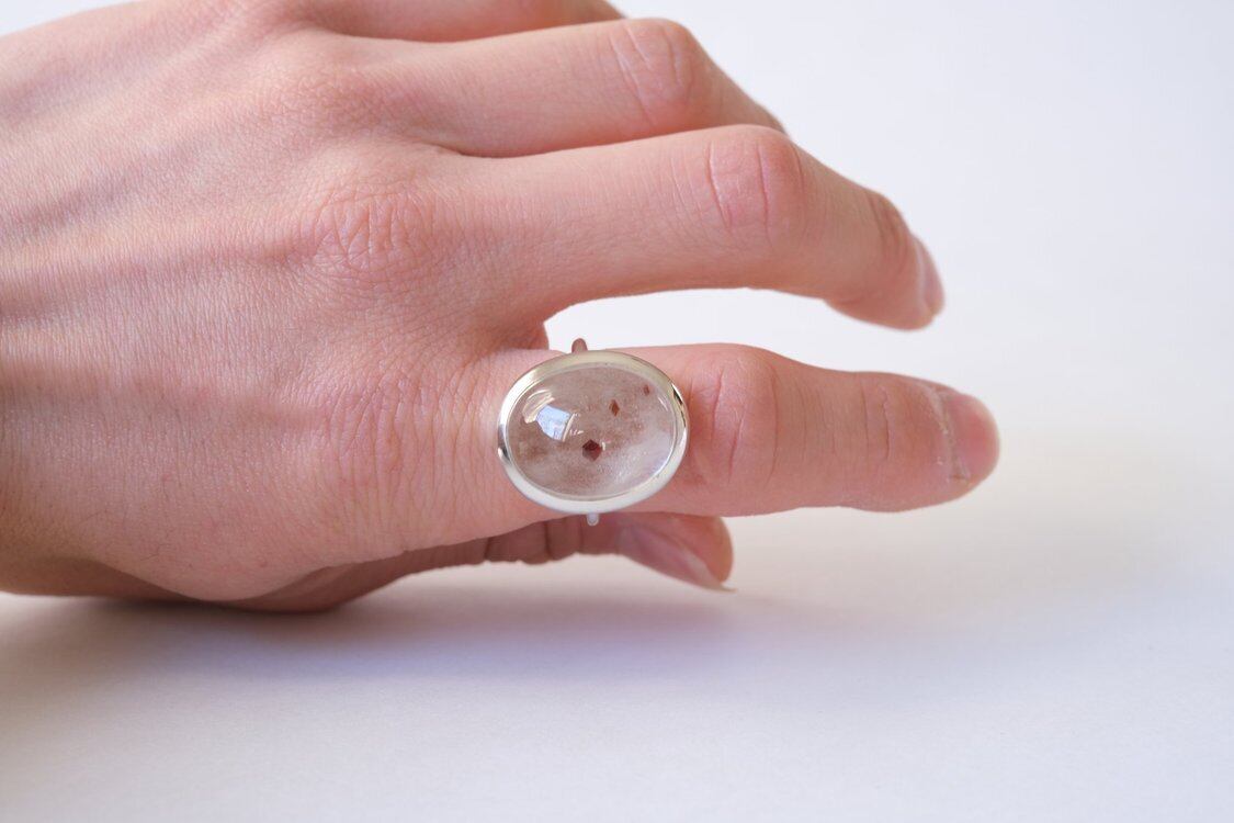 扉 ガーネットインクォーツ リング silver no,244