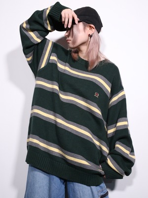 "TOMMY HILFIGER" good coloring border cotton knit