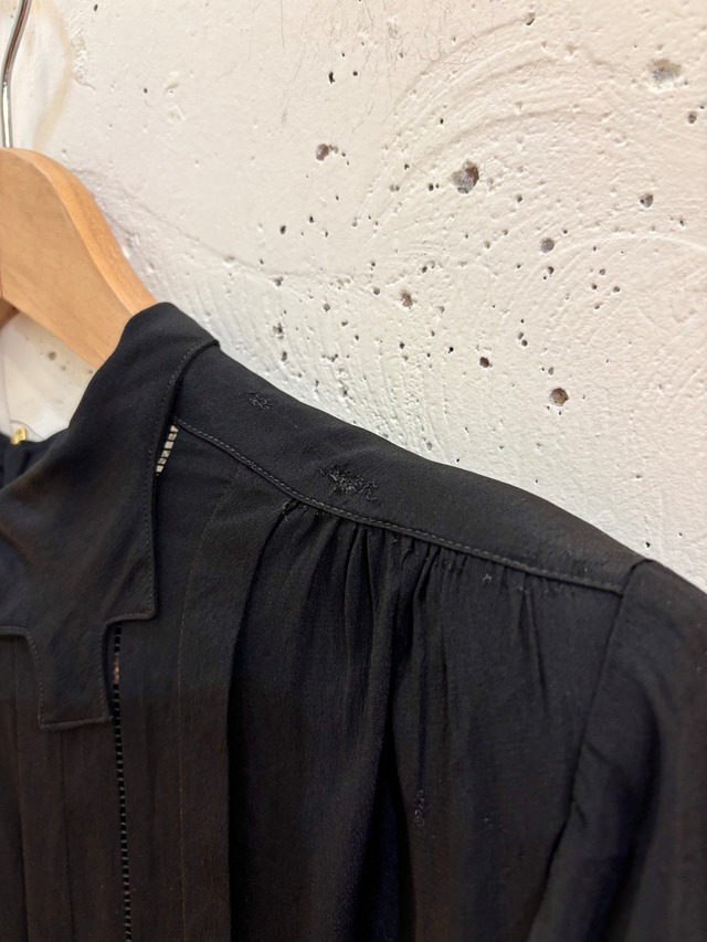 30's40's black rayon blouse