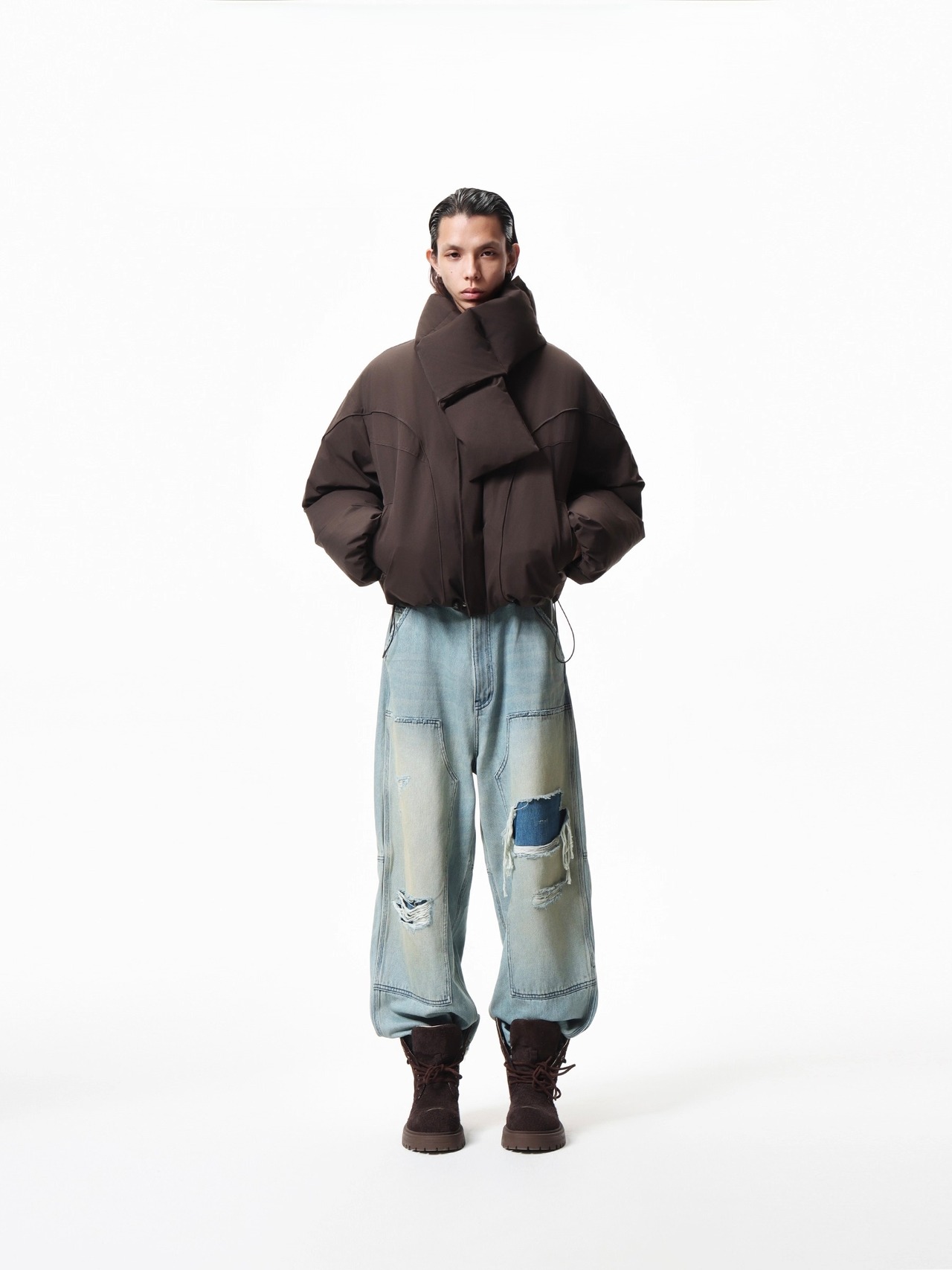 BOOGOOVOGUE Scarf Collar Puffer Jacket