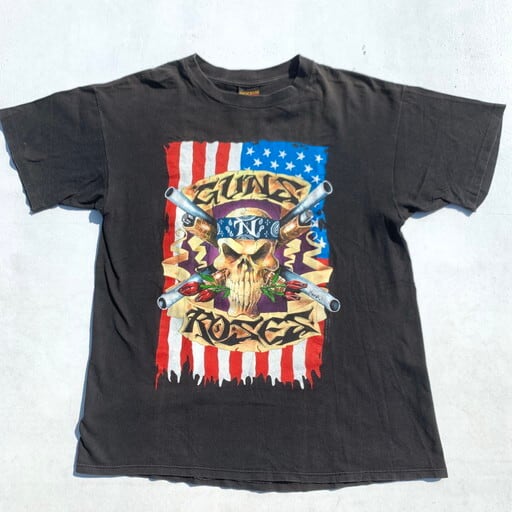 90's GUNS N' ROSES ガンズ＆ローゼス USE YOUR ILLUSION TOUR Tシャツ 1991年コピーライト BROCKUM  ブラック 両面プリント Lサイズ USA製 希少 ヴィンテージBA-975 RM1344H | agito vintage powered by 