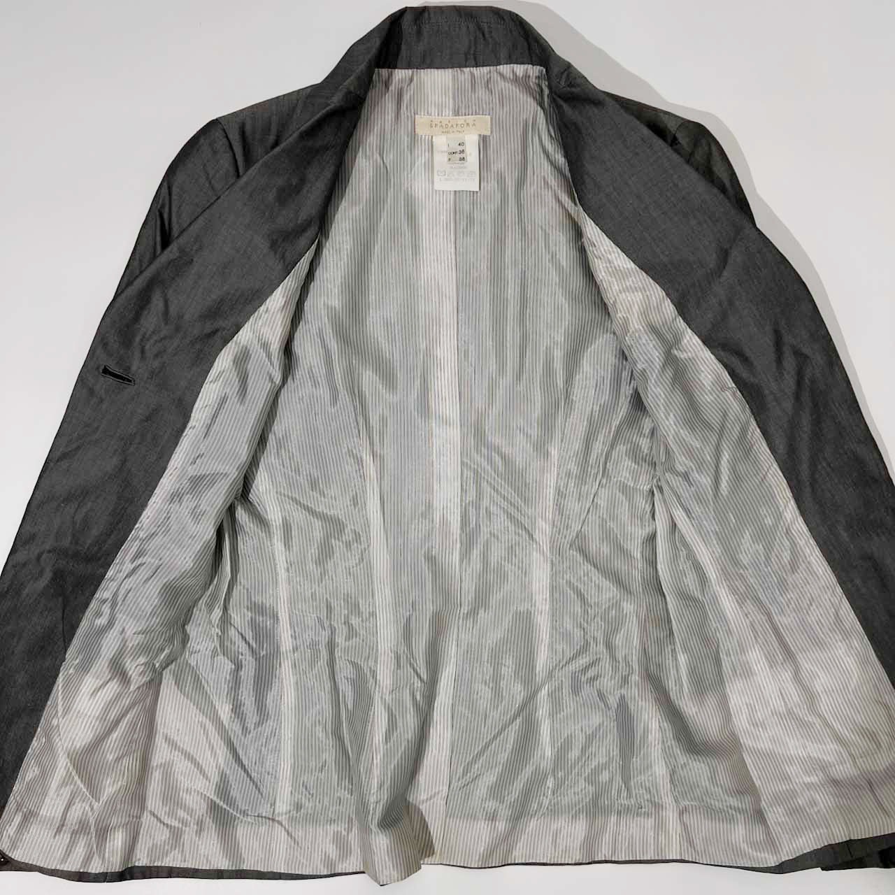 イタリア製 MARINA SPADAFORA セットアップ コットン スーツ テーラードジャケット スラックスパンツ 40(I) /グレー/レディース