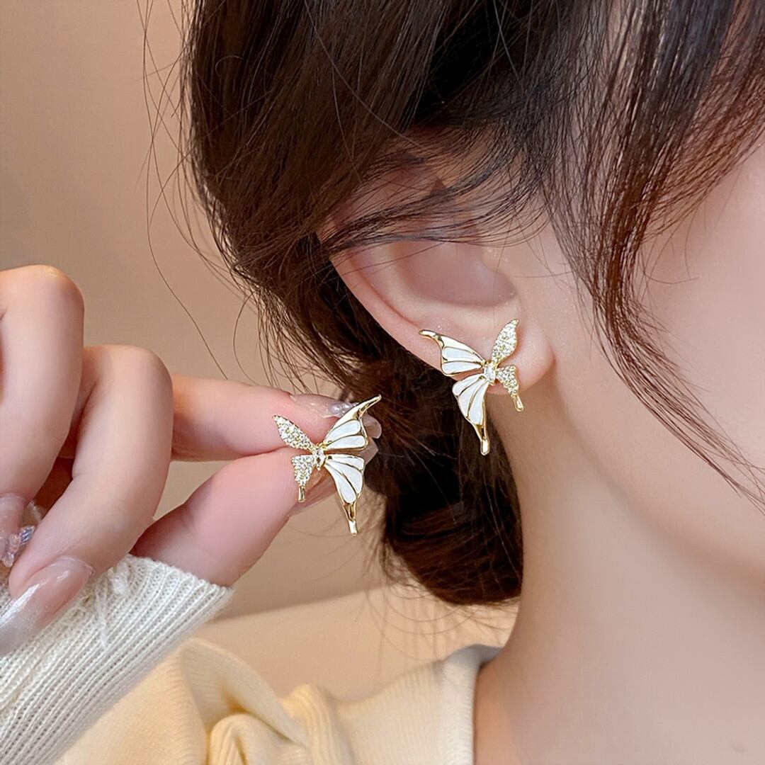 Zircon butterfly earrings(5color) V644