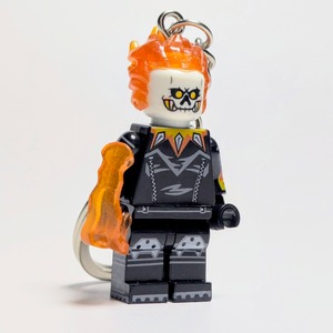 ♧【 ブロックフィギュアキーホルダー 】 Ghost Rider ( ゴーストライダー ) / ジョナサン ( ジョニー ）・ブレイズ / Marvel Comics　〚アメリカン雑貨 アメトイ〛