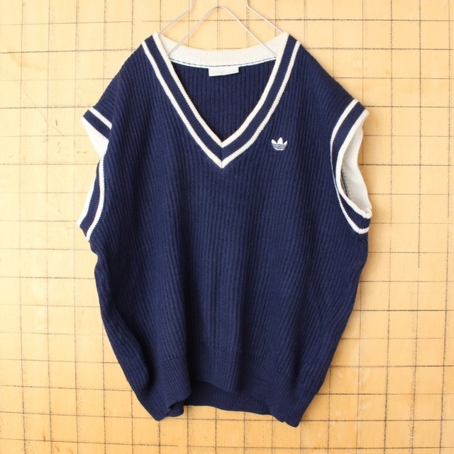 80s 90s オーストリア製 adidas アディダス ウール ニット ベスト 