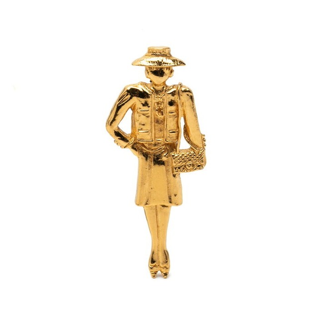 シャネル マドモアゼル ピンブローチ ゴールド メッキ レディース CHANEL 【中古】