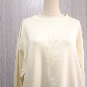 【DAKS GOLF】90s 同色刺繍ロゴ ポケット付スウェット LL アイボリー