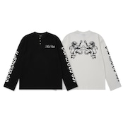 VINTAGE ストリート ダブルライオン ヘンリーネック ワッフルロングTシャツ T2292