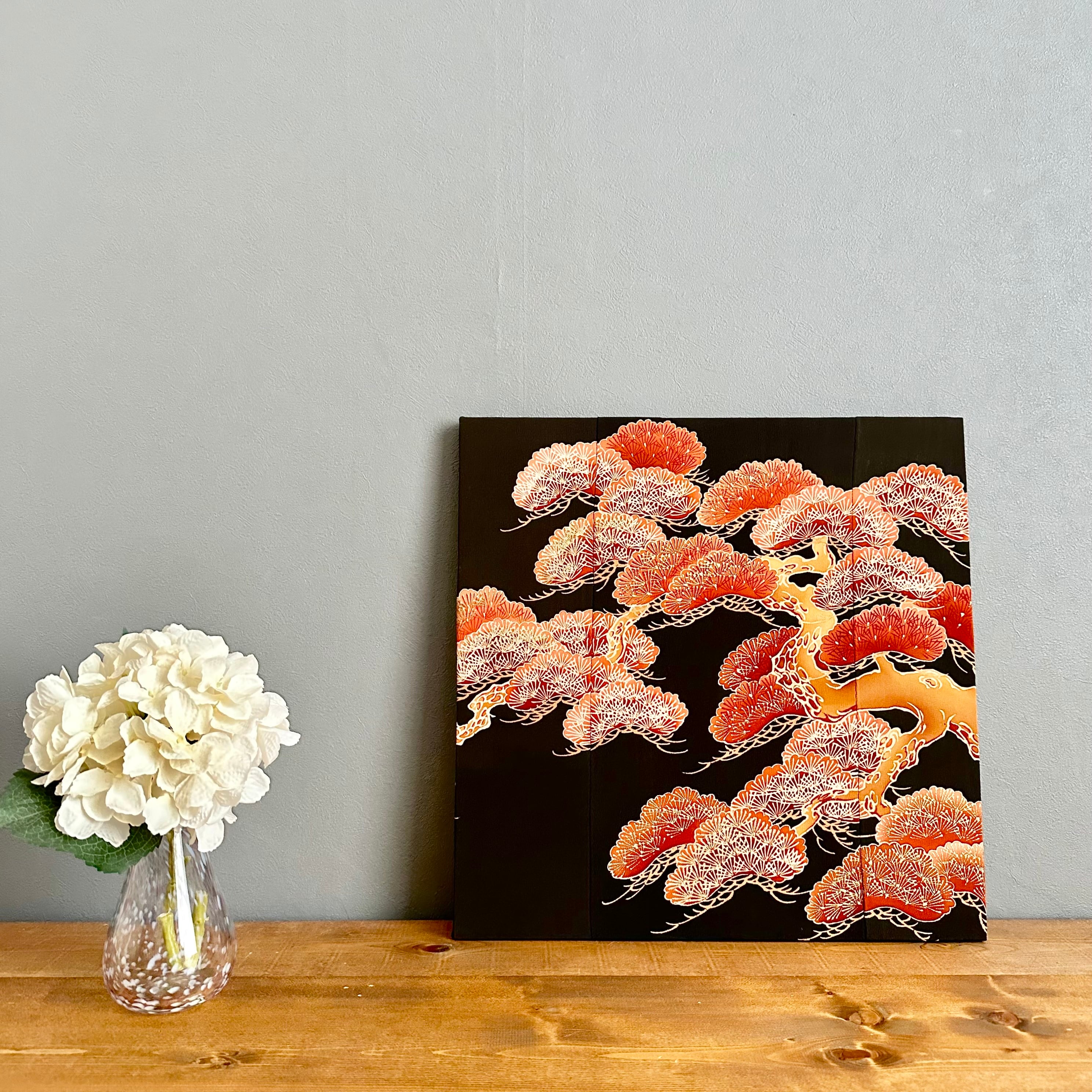 Kimono fabric panel ※45×45cm 大きな着物のファブリックパネル 漆黒に