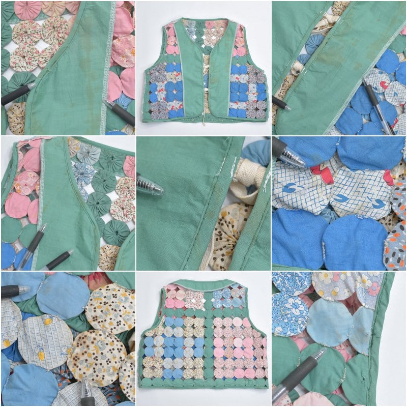 Remake ハンドメイド デザイン リメイク パッチワーク ベスト アウター 再構築 ツギハギ 花柄 水玉 レトロ マルチカラー 幾何学 レディースXL相当 Remake ハンドメイド デザイン リメイク パッチワーク ベスト アウター